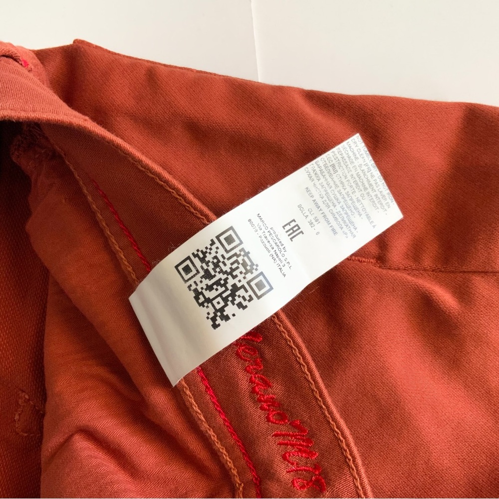 Pescarolo Rust Orange Cotton Pants Made in Italy - Picture 7 of 12